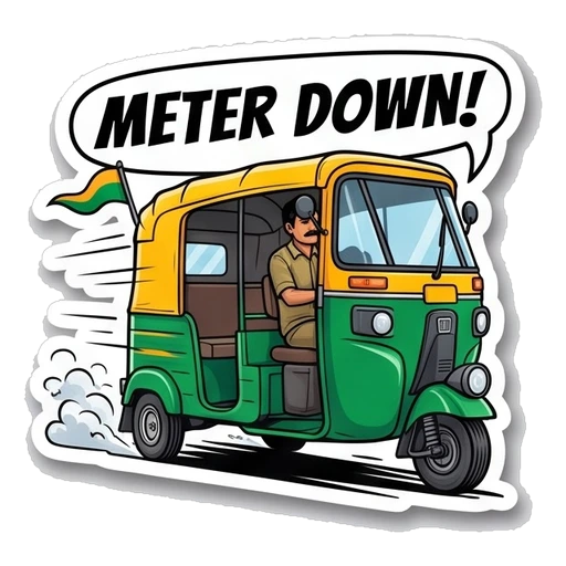 Auto Rickshaw Meter Down Sticker